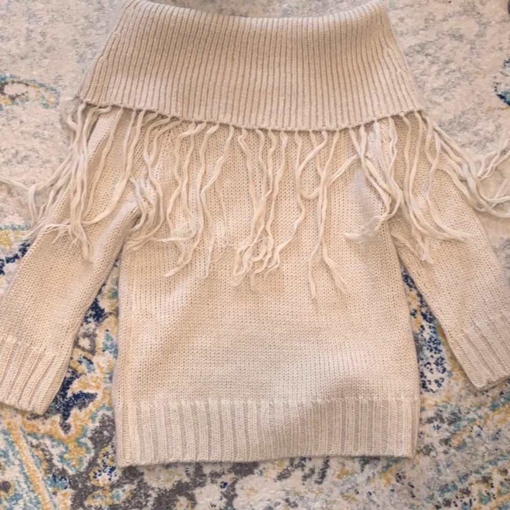 BCBGMAXAZRIA off the shoulder 3/4 sleeve sweater